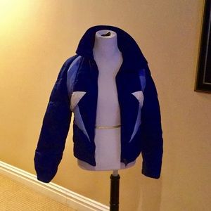 Warm Ski Jacket. Royal blue, light blue & white